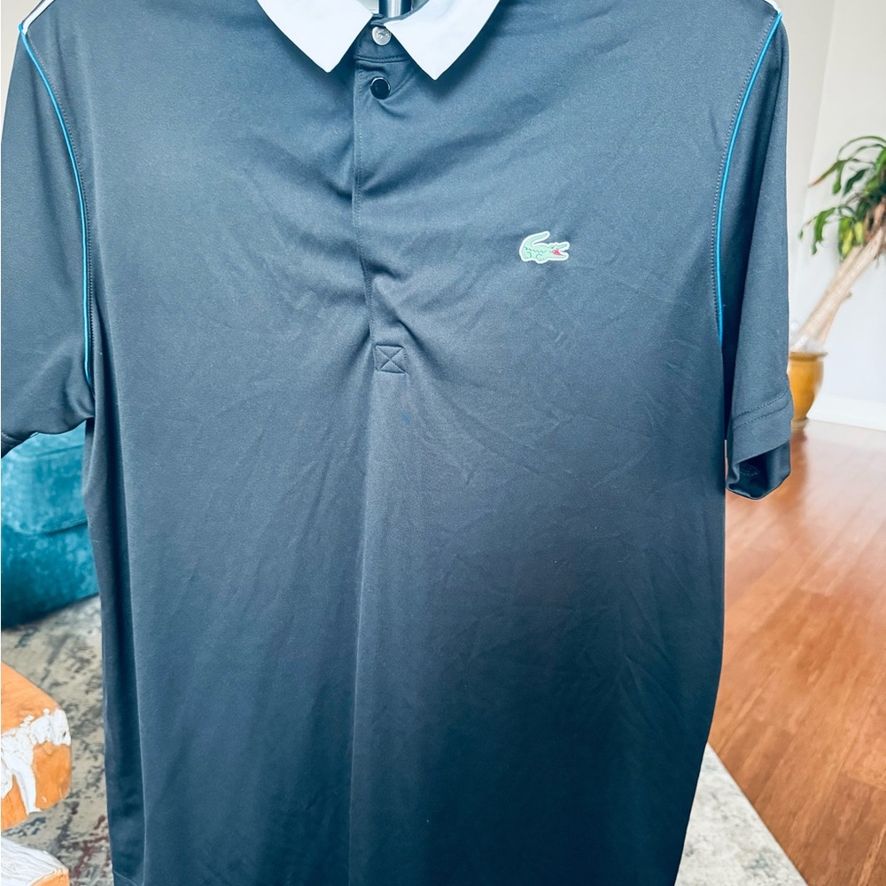 Lacoste Men's Navy Polo with White Collar